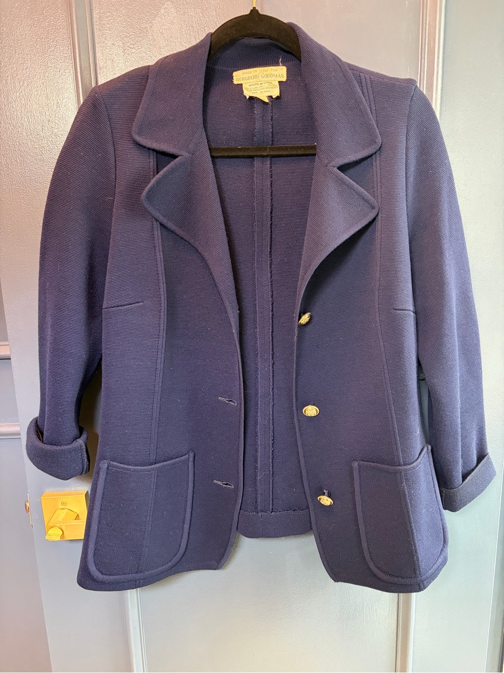 Vintage Blue 100% Wool Knit Blazer